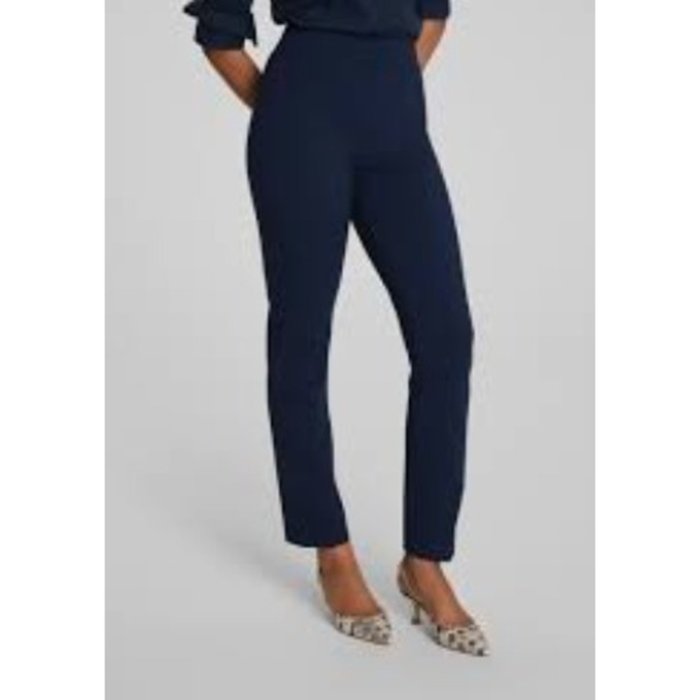 Spanx The Perfect Pant Slim Straight Black Ponte Trousers Tall XS 20211R